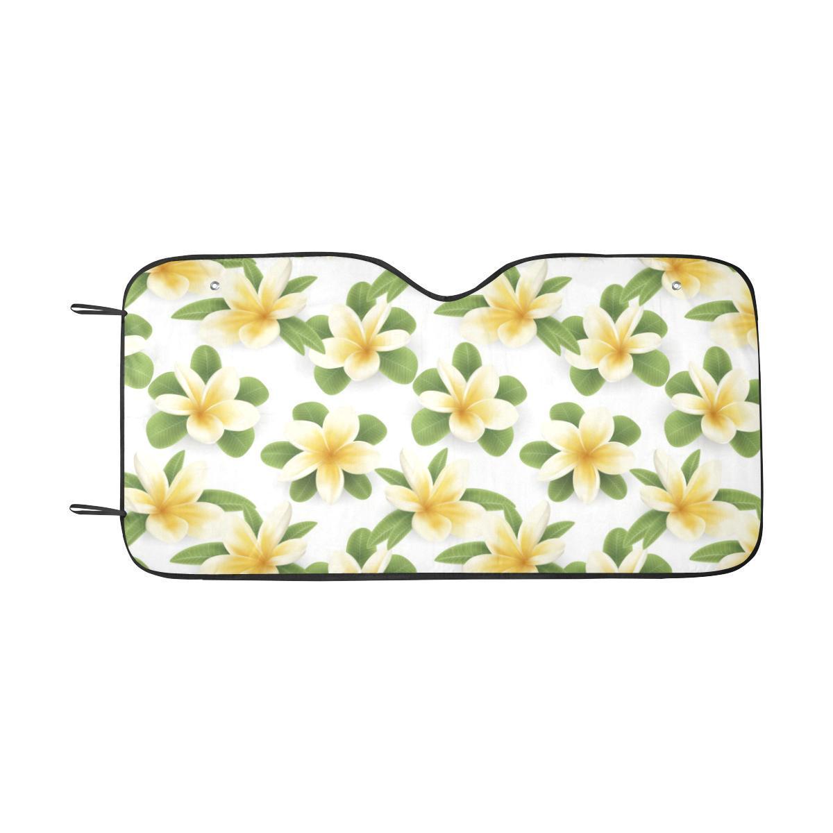 Yellow Plumeria Pattern Print Design PM012 Car Sun Shade-JorJune