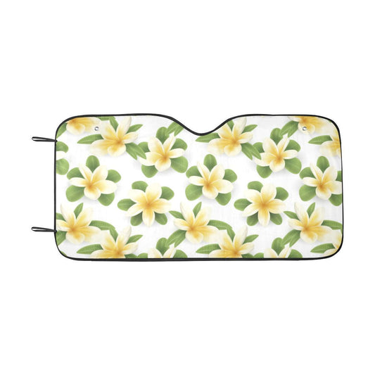 Yellow Plumeria Pattern Print Design PM012 Car Sun Shade-JorJune