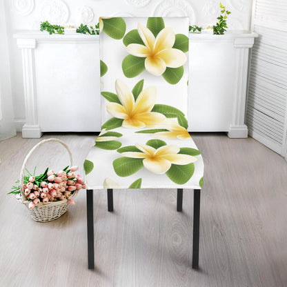 Yellow Plumeria Pattern Print Design PM012 Dining Chair Slipcover-JORJUNE.COM