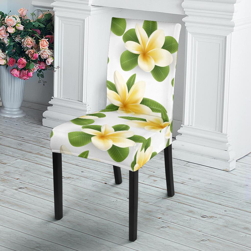 Yellow Plumeria Pattern Print Design PM012 Dining Chair Slipcover-JORJUNE.COM