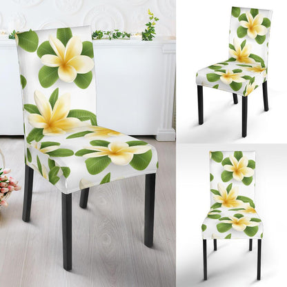 Yellow Plumeria Pattern Print Design PM012 Dining Chair Slipcover-JORJUNE.COM