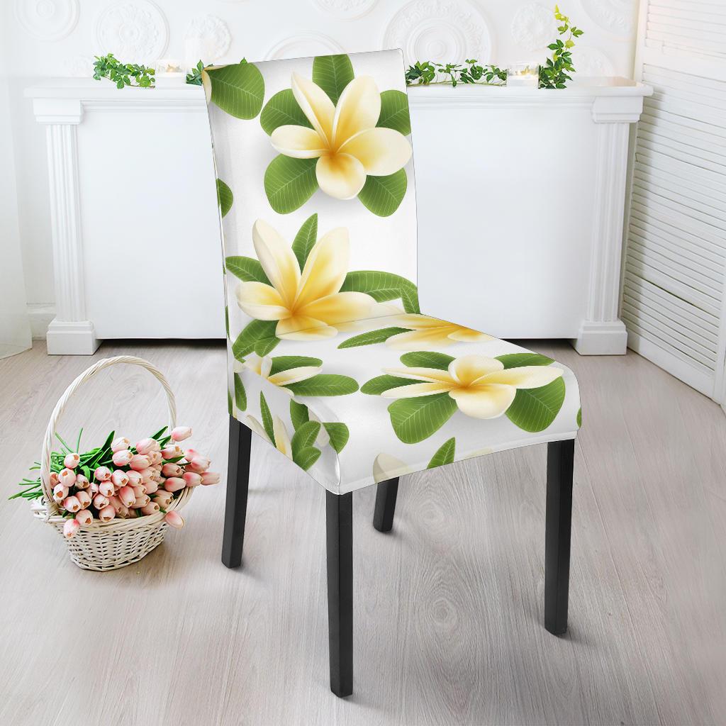 Yellow Plumeria Pattern Print Design PM012 Dining Chair Slipcover-JORJUNE.COM
