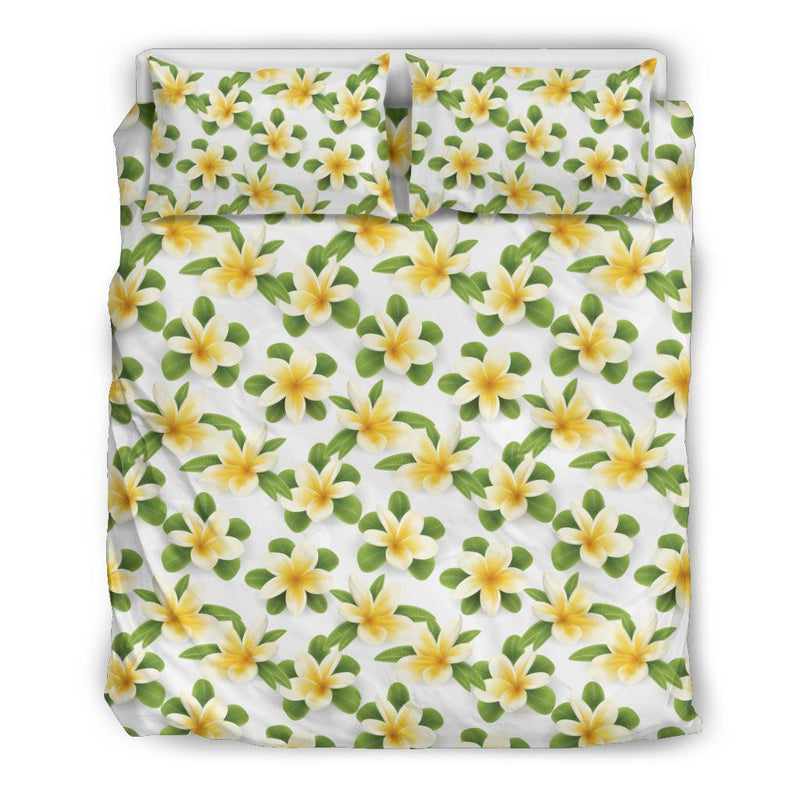Yellow Plumeria Pattern Print Design PM012 Duvet Cover Bedding Set-JORJUNE.COM