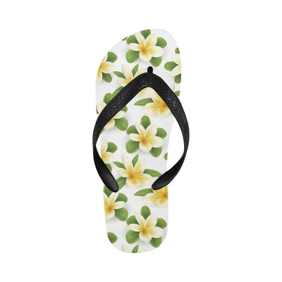 Yellow Plumeria Pattern Print Design PM012 Flip Flops-JorJune