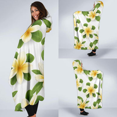 Yellow Plumeria Pattern Print Design PM012 Hooded Blanket-JORJUNE.COM