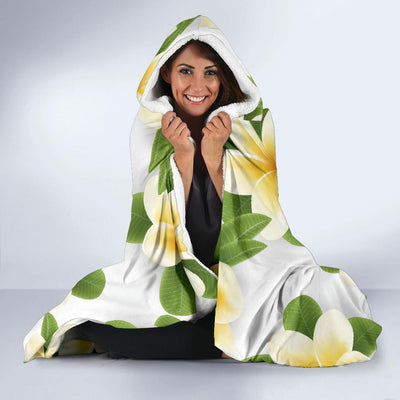 Yellow Plumeria Pattern Print Design PM012 Hooded Blanket-JORJUNE.COM