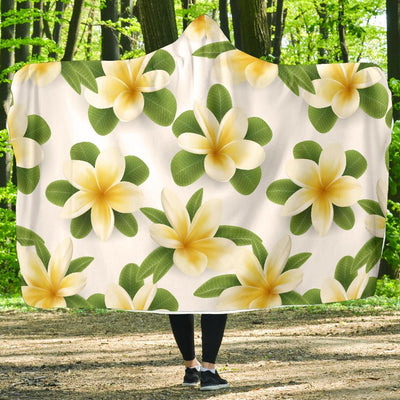 Yellow Plumeria Pattern Print Design PM012 Hooded Blanket-JORJUNE.COM