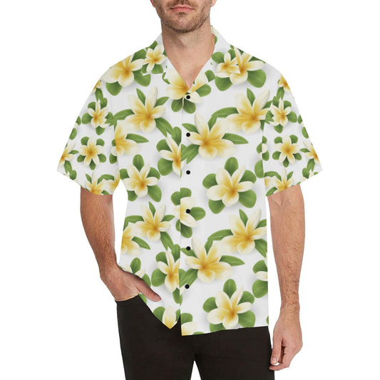 Yellow Plumeria Pattern Print Design PM012 Men Hawaiian Shirt-JorJune