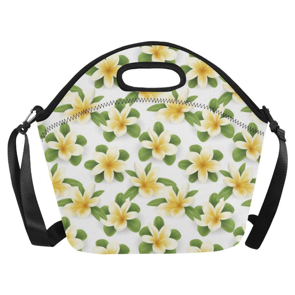 Yellow Plumeria Pattern Print Design PM012 Neoprene Lunch Bag-JorJune