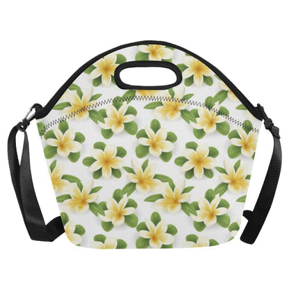 Yellow Plumeria Pattern Print Design PM012 Neoprene Lunch Bag-JorJune