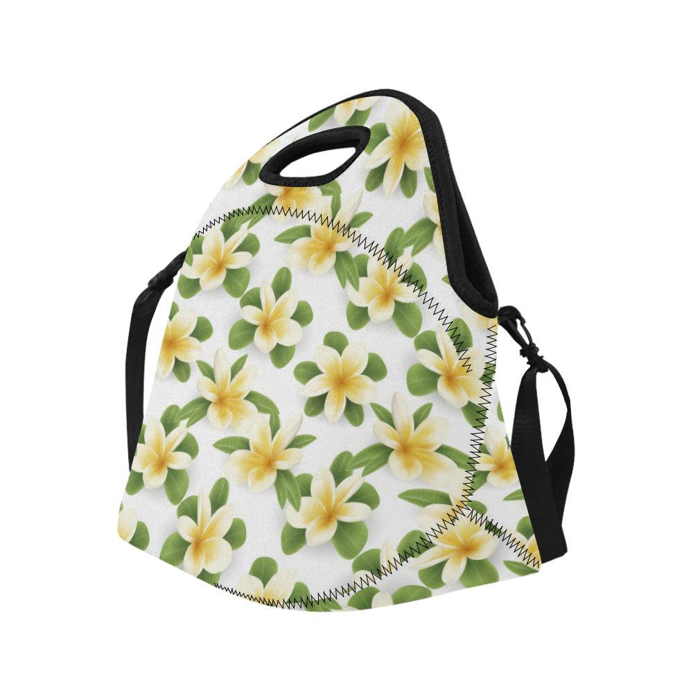 Yellow Plumeria Pattern Print Design PM012 Neoprene Lunch Bag-JorJune