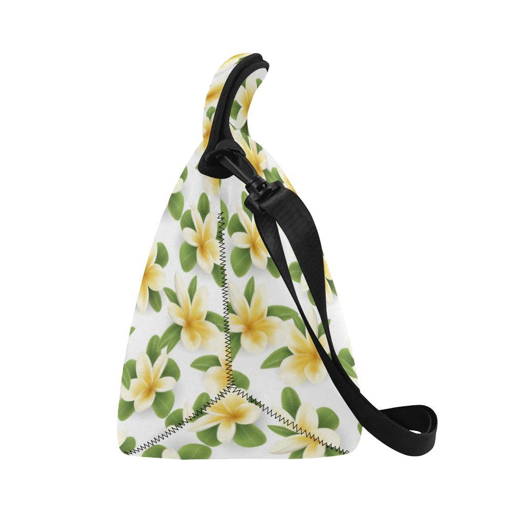 Yellow Plumeria Pattern Print Design PM012 Neoprene Lunch Bag-JorJune