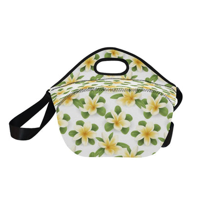 Yellow Plumeria Pattern Print Design PM012 Neoprene Lunch Bag-JorJune