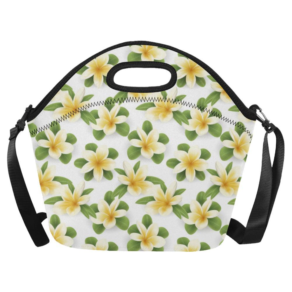 Yellow Plumeria Pattern Print Design PM012 Neoprene Lunch Bag-JorJune
