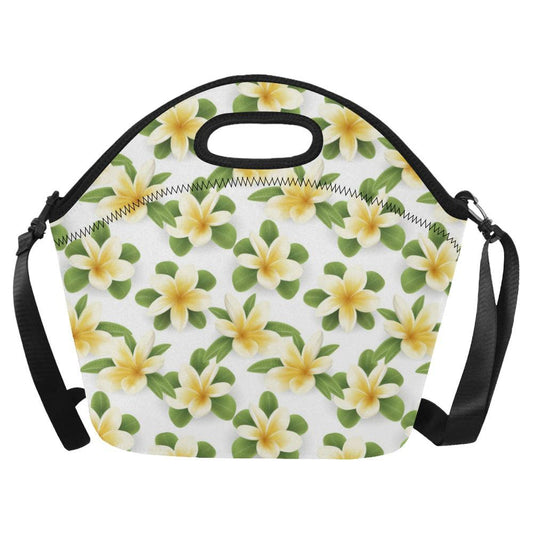 Yellow Plumeria Pattern Print Design PM012 Neoprene Lunch Bag-JorJune