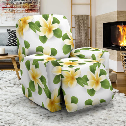 Yellow Plumeria Pattern Print Design PM012 Recliner Slipcover-JORJUNE.COM