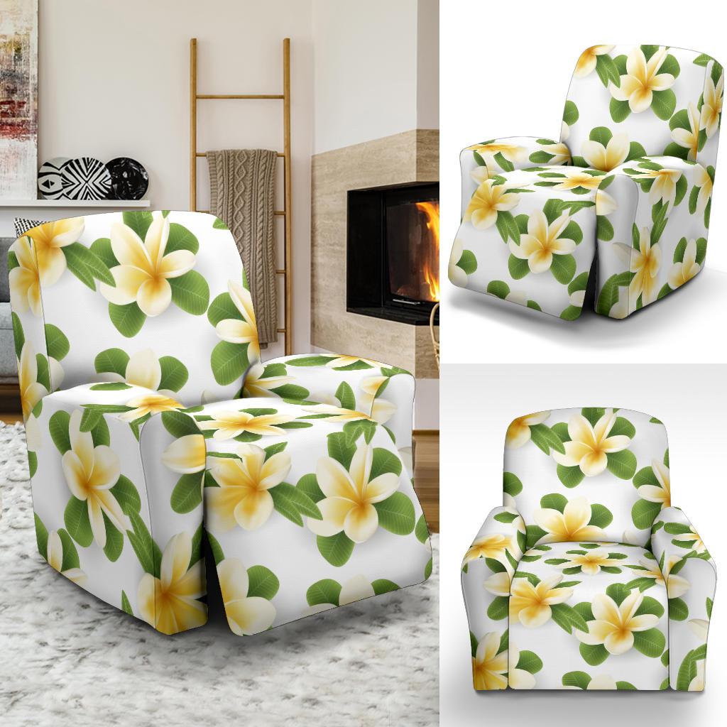 Yellow Plumeria Pattern Print Design PM012 Recliner Slipcover-JORJUNE.COM