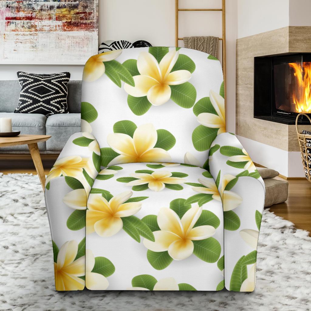 Yellow Plumeria Pattern Print Design PM012 Recliner Slipcover-JORJUNE.COM