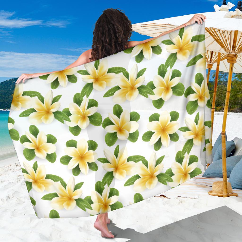 Yellow Plumeria Pattern Print Design PM012 Sarong Pareo Wrap-JORJUNE.COM