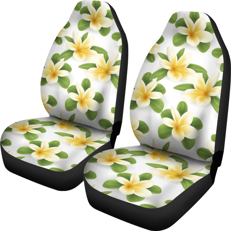 Yellow Plumeria Pattern Print Design PM012 Universal Fit Car Seat Covers-JorJune