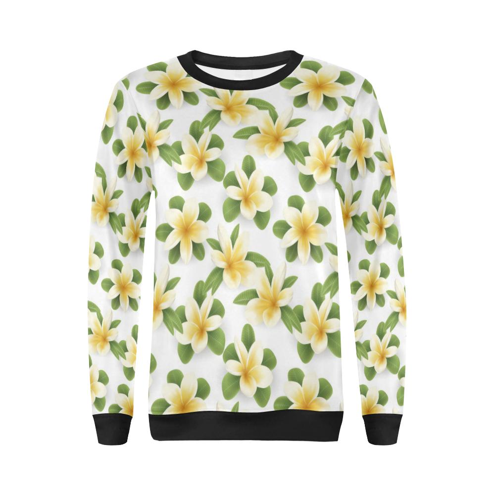 Yellow Plumeria Pattern Print Design PM012 Women Long Sleeve Sweatshirt-JorJune