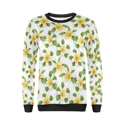 Yellow Plumeria Pattern Print Design PM012 Women Long Sleeve Sweatshirt-JorJune