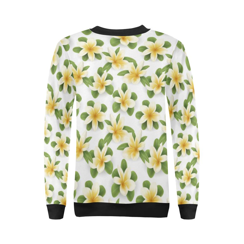 Yellow Plumeria Pattern Print Design PM012 Women Long Sleeve Sweatshirt-JorJune