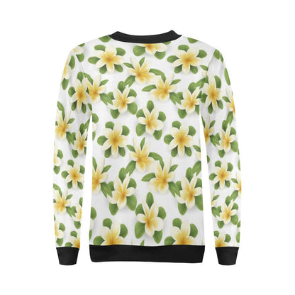 Yellow Plumeria Pattern Print Design PM012 Women Long Sleeve Sweatshirt-JorJune