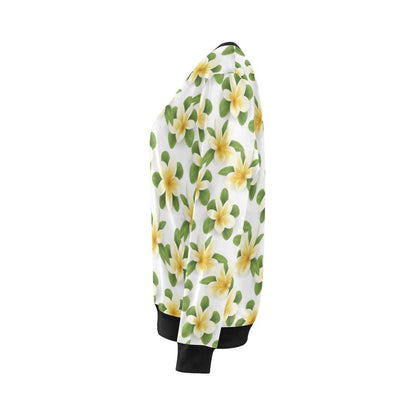 Yellow Plumeria Pattern Print Design PM012 Women Long Sleeve Sweatshirt-JorJune