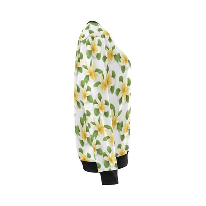 Yellow Plumeria Pattern Print Design PM012 Women Long Sleeve Sweatshirt-JorJune