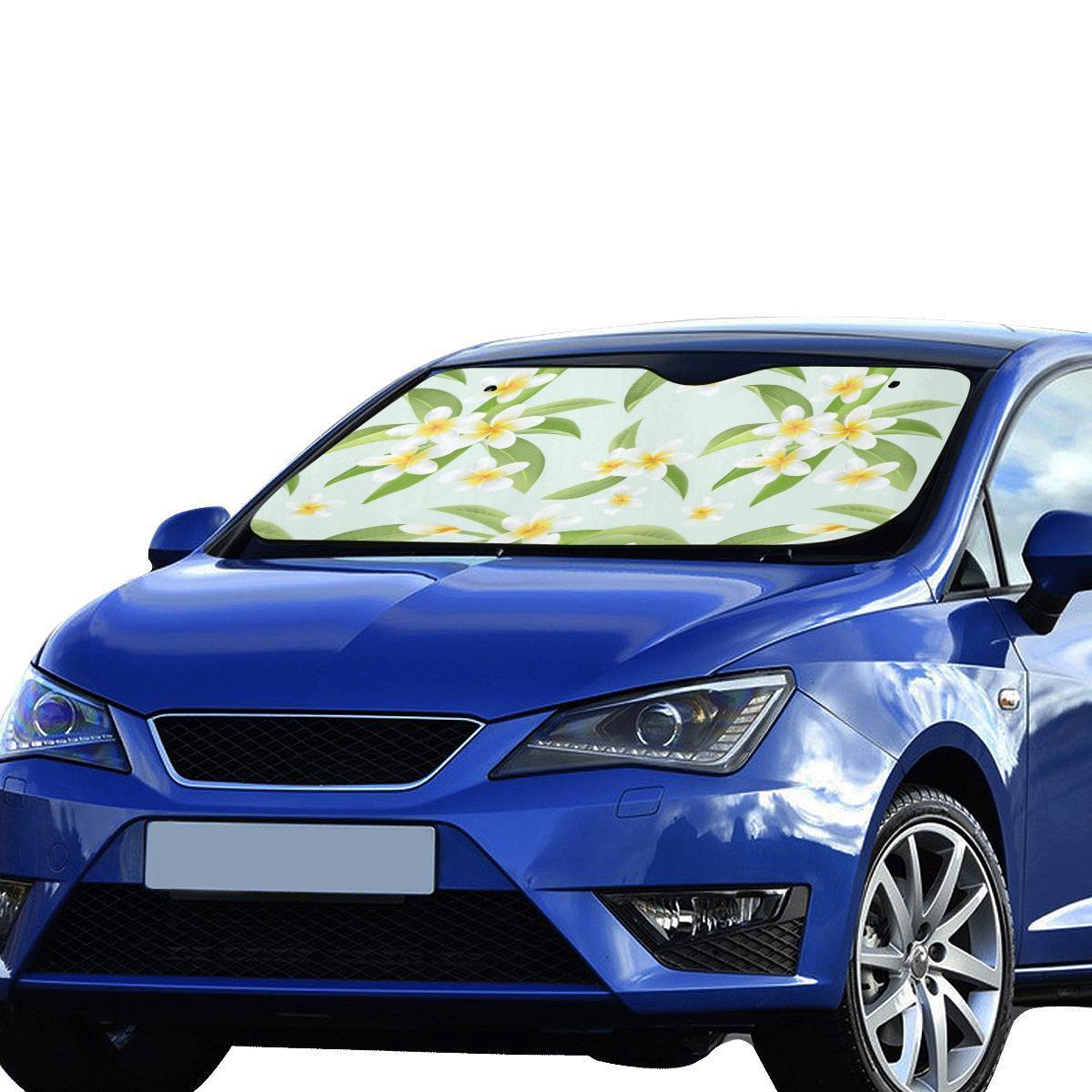 Yellow Plumeria Pattern Print Design PM024 Car Sun Shade-JorJune