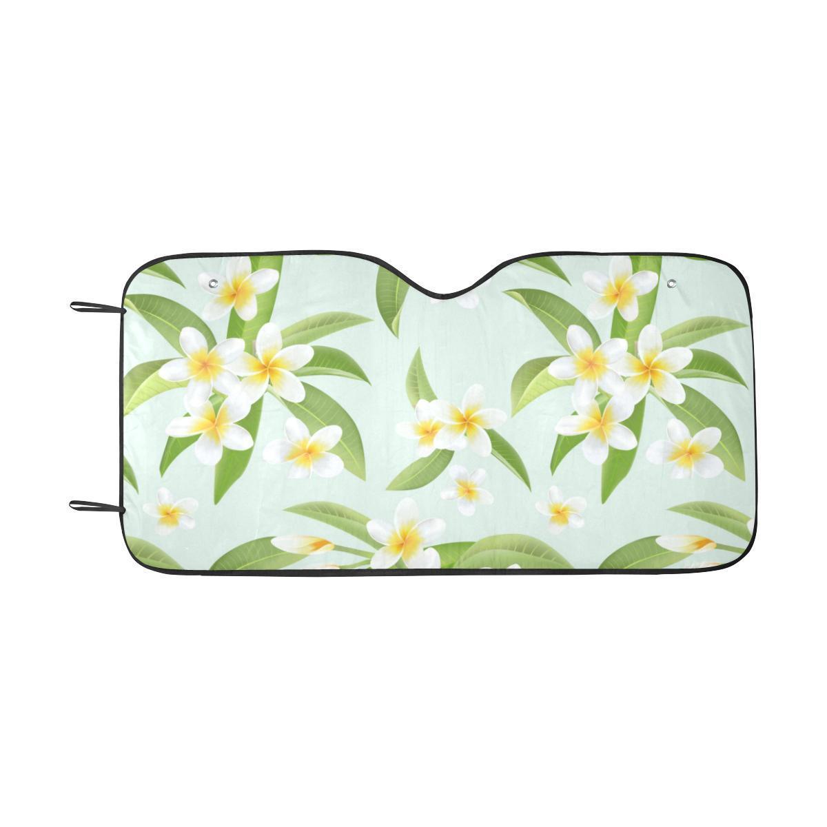 Yellow Plumeria Pattern Print Design PM024 Car Sun Shade-JorJune
