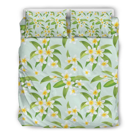 Yellow Plumeria Pattern Print Design PM024 Duvet Cover Bedding Set-JORJUNE.COM