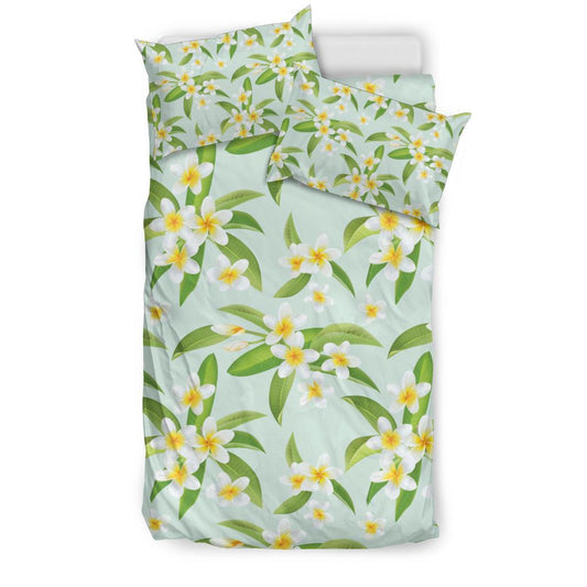 Yellow Plumeria Pattern Print Design PM024 Duvet Cover Bedding Set-JORJUNE.COM