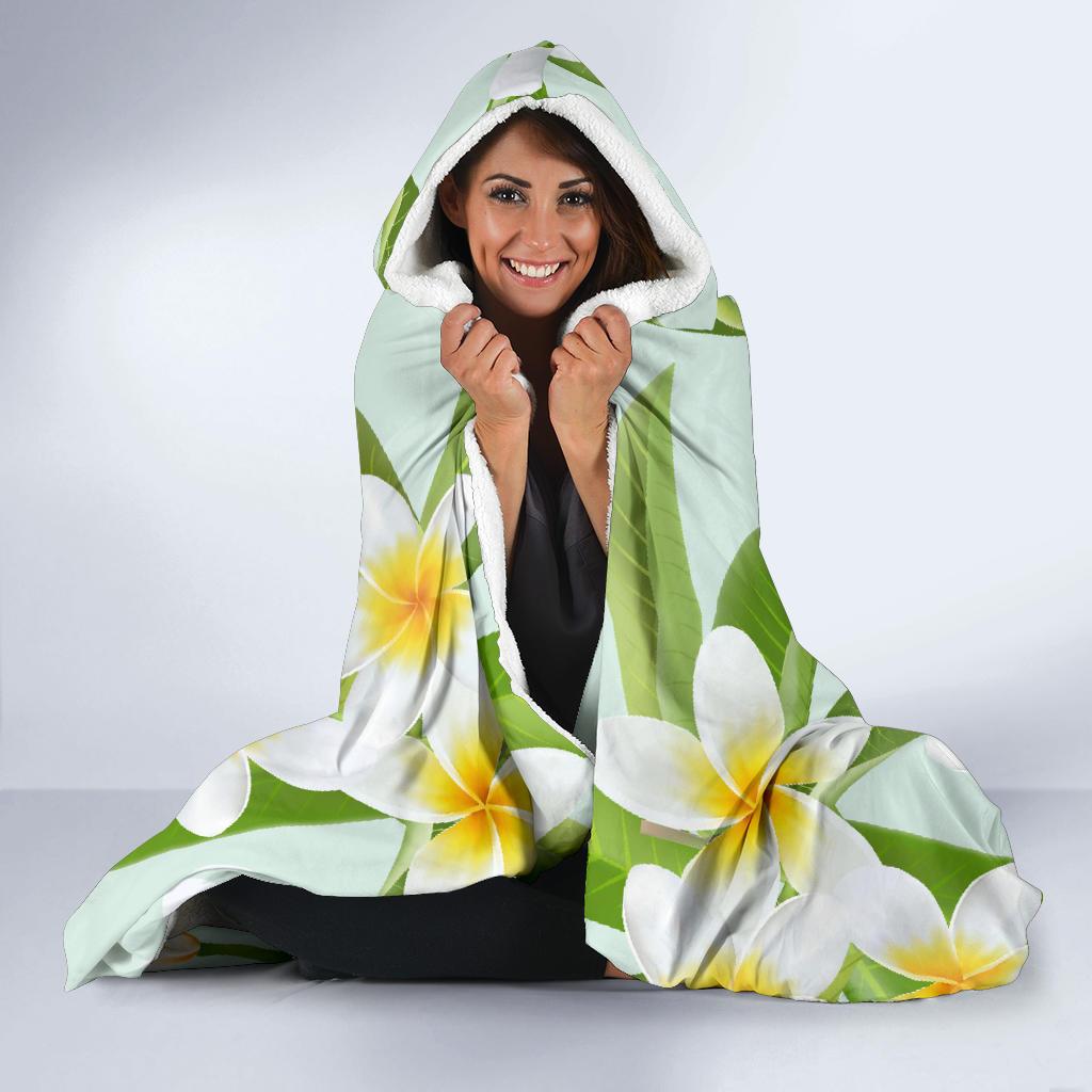 Yellow Plumeria Pattern Print Design PM024 Hooded Blanket-JORJUNE.COM