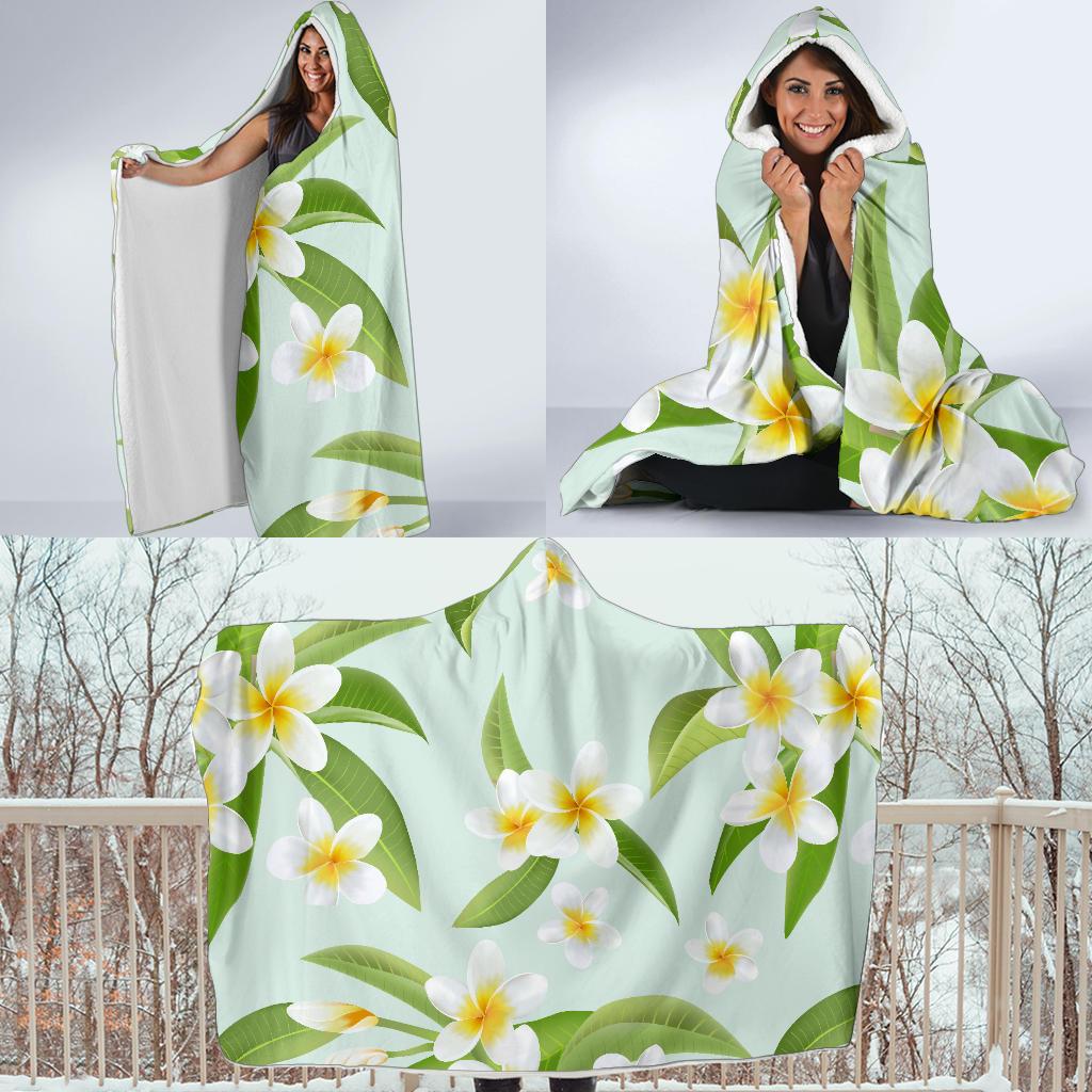 Yellow Plumeria Pattern Print Design PM024 Hooded Blanket-JORJUNE.COM