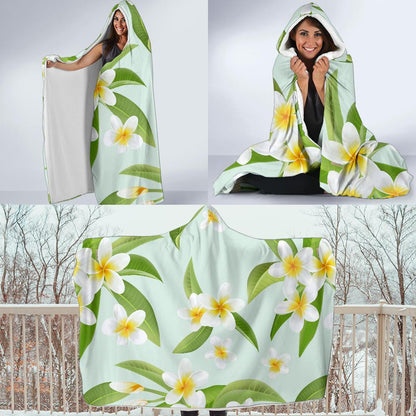 Yellow Plumeria Pattern Print Design PM024 Hooded Blanket-JORJUNE.COM