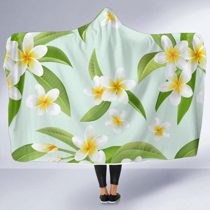 Yellow Plumeria Pattern Print Design PM024 Hooded Blanket-JORJUNE.COM