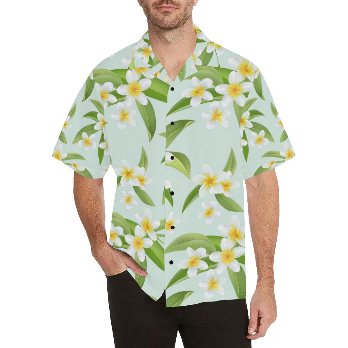 Yellow Plumeria Pattern Print Design PM024 Men Hawaiian Shirt-JorJune
