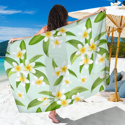 Yellow Plumeria Pattern Print Design PM024 Sarong Pareo Wrap-JORJUNE.COM