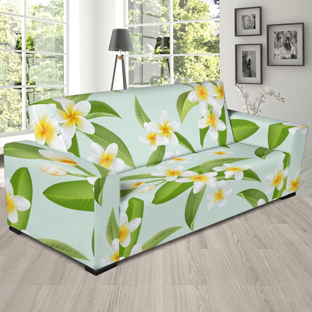Yellow Plumeria Pattern Print Design PM024 Sofa Slipcover-JORJUNE.COM