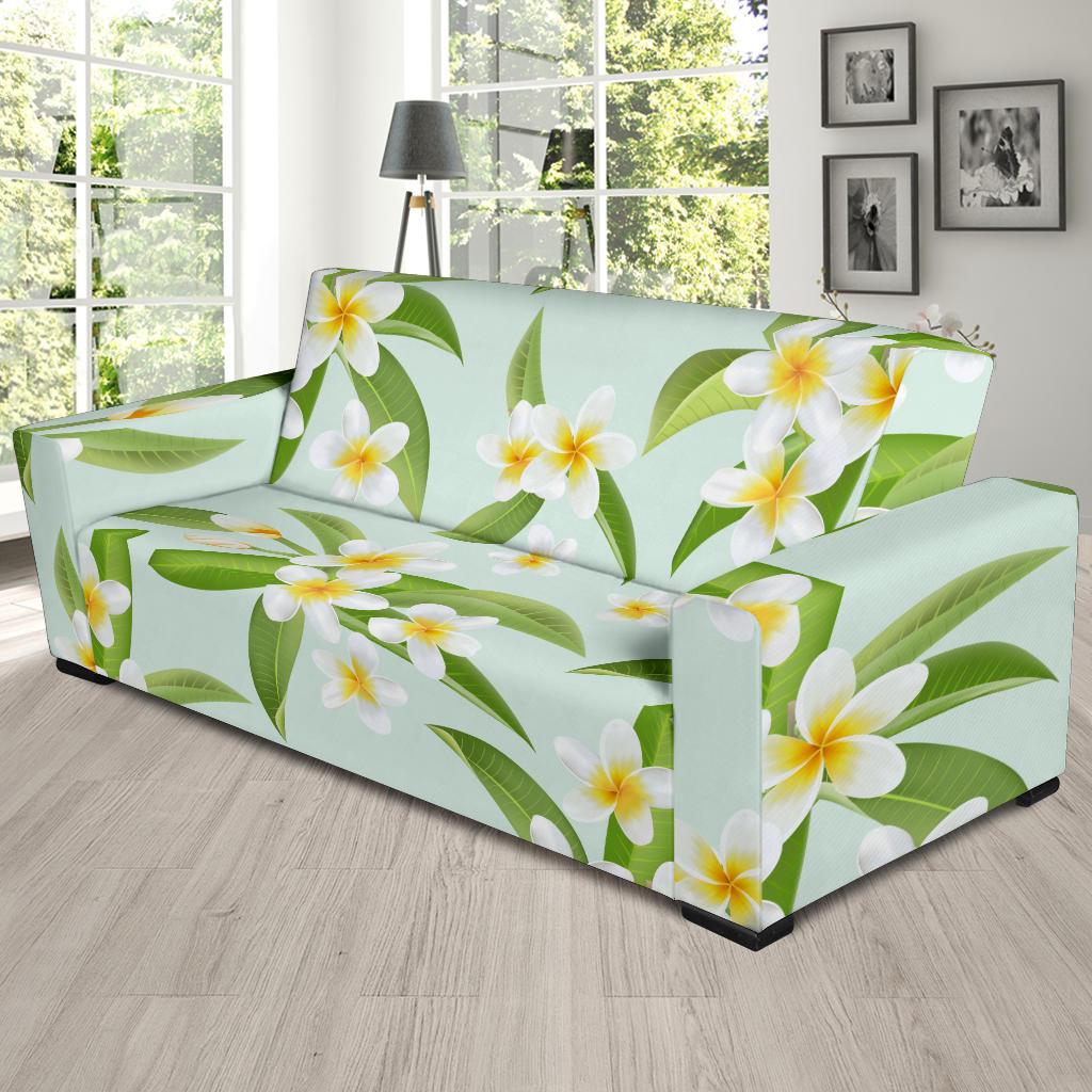 Yellow Plumeria Pattern Print Design PM024 Sofa Slipcover-JORJUNE.COM