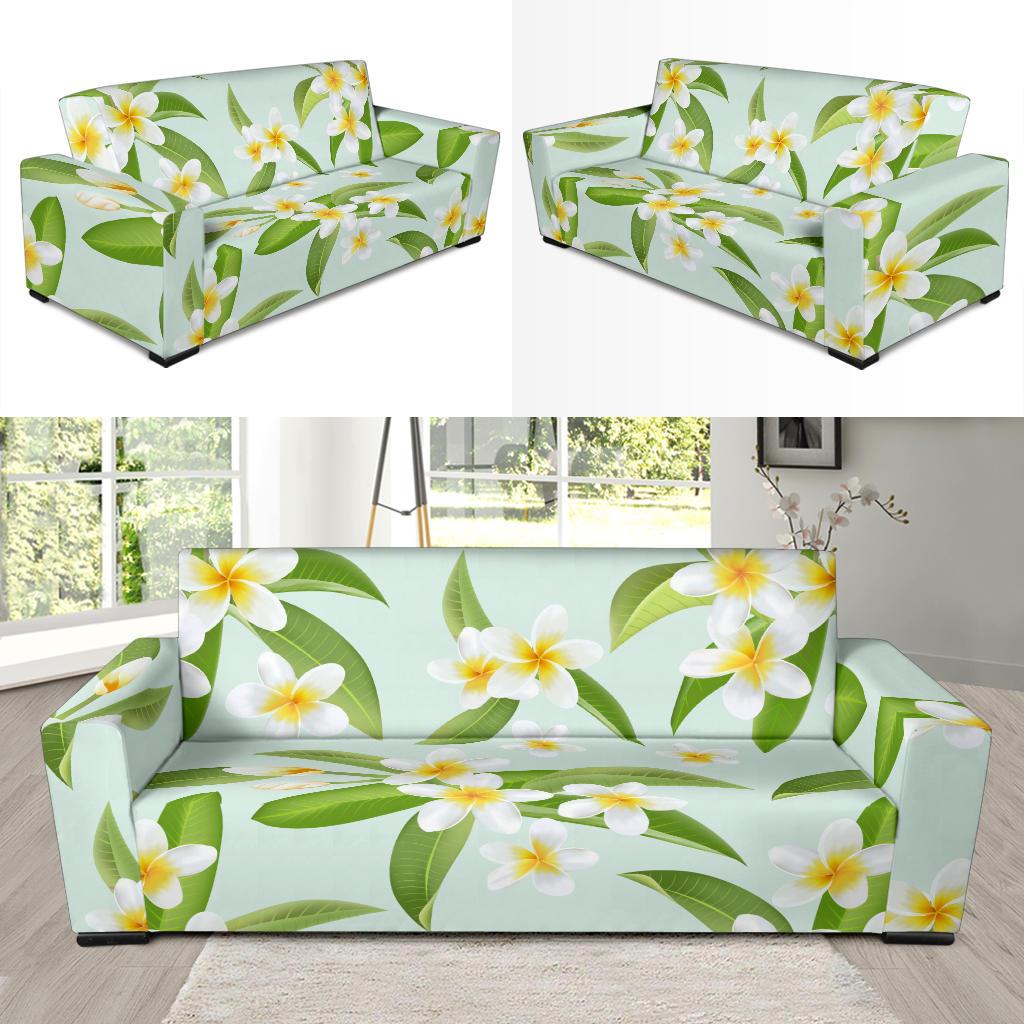 Yellow Plumeria Pattern Print Design PM024 Sofa Slipcover-JORJUNE.COM