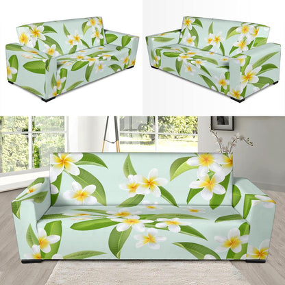 Yellow Plumeria Pattern Print Design PM024 Sofa Slipcover-JORJUNE.COM