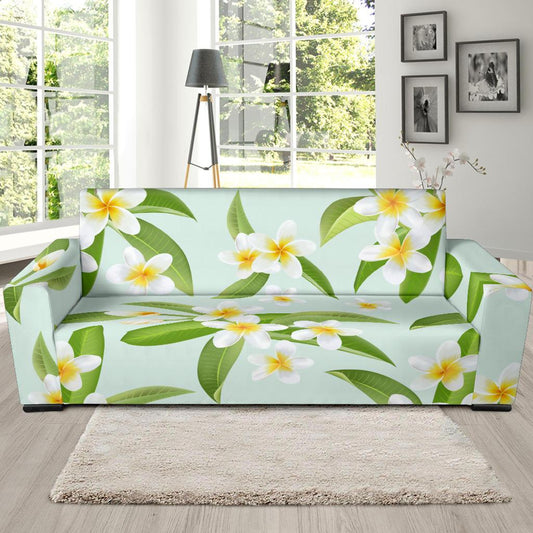 Yellow Plumeria Pattern Print Design PM024 Sofa Slipcover-JORJUNE.COM