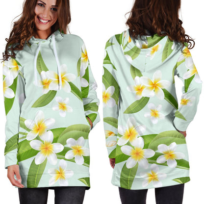 Yellow Plumeria Pattern Print Design PM024 Women Hoodie Dress