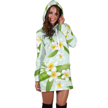Yellow Plumeria Pattern Print Design PM024 Women Hoodie Dress