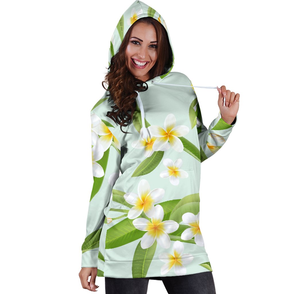 Yellow Plumeria Pattern Print Design PM024 Women Hoodie Dress