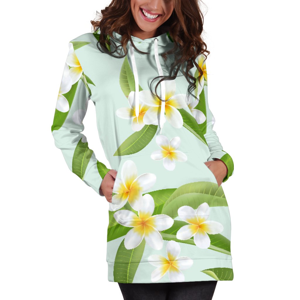 Yellow Plumeria Pattern Print Design PM024 Women Hoodie Dress