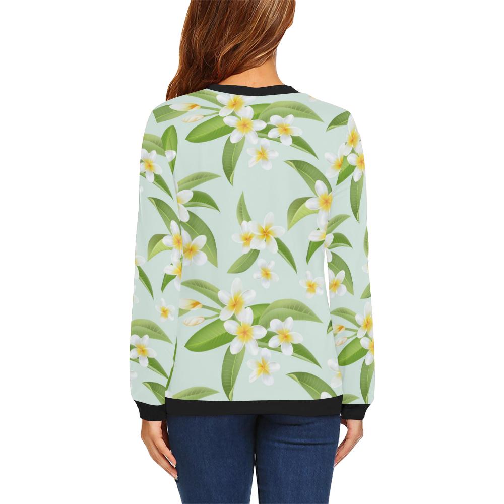 Yellow Plumeria Pattern Print Design PM024 Women Long Sleeve Sweatshirt-JorJune